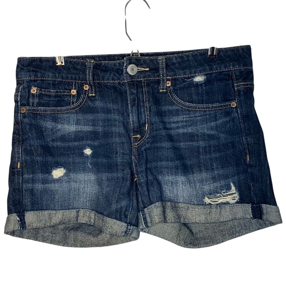 American eagle outfitters women's shorts distressed dark blue